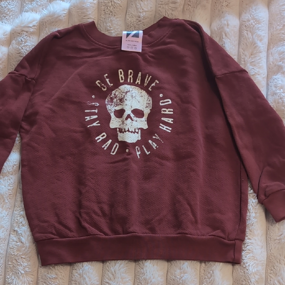 Kids Maroon Sweatshirt with Skull Design